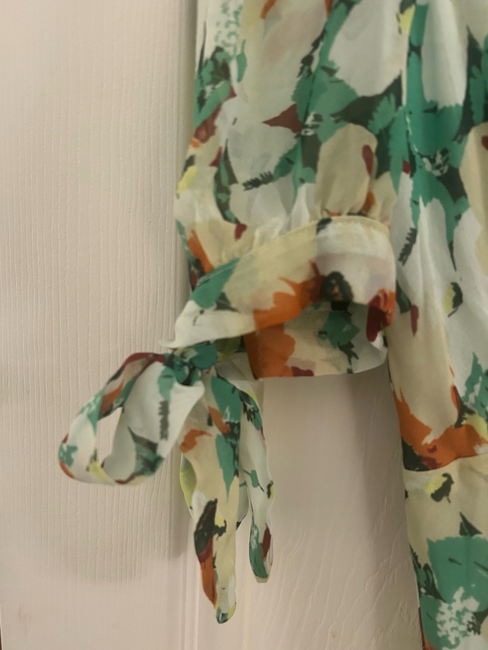 Anthropologie Sage Green Floral Tie-Sleeve Maxi Dress - Picture 4 of 4